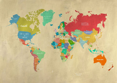 Art Print on canvas Modern Map of the World by Joannoo Maps Post-Impressionism artwork