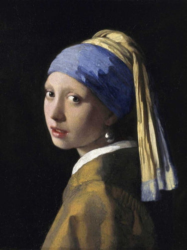 Girl with a Pearl Earring by Vermeer art print on canvas, featuring a classic portrait with vibrant colors and detailed brushwork.