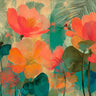 Abstract floral panel art print by Parr Kelly, featuring vibrant colors on canvas, from Feeling at Home collection.