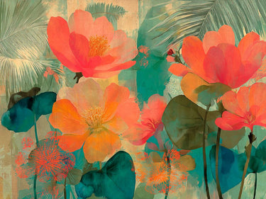 Abstract floral panel art print by Parr Kelly, featuring vibrant colors on canvas, from Feeling at Home collection.