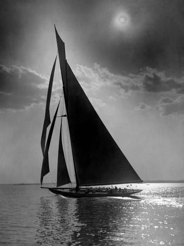 Vintage canvas art print of The Vanitie yacht during the America’s Cup, created by Levick Edwin, showing a classic sailing scene.