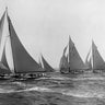 Vintage canvas art print of sloops at sail by Levick Edwin, titled Sloops at Sail 1915, from Feeling at Home.