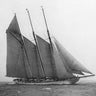 Vintage canvas art print of The Schooner Karina at sail by Levick Edwin, featuring a classic sailing ship scene.
