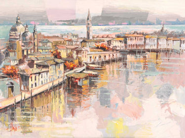 Feeling at Home Dolce Venezia abstract canvas art print by Florio Luigi, vibrant colorful artwork on textured canvas.
