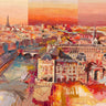 Abstract Paris-themed canvas art print by Florio Luigi, featuring vibrant colors and artistic cityscape design.