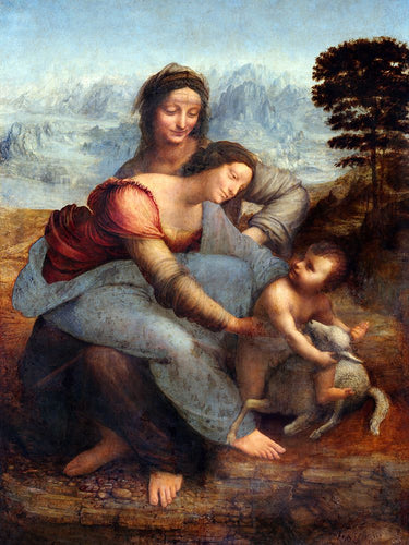 Leonardo da Vinci Virgin and Child with Saint Anne figurative art print by Feeling at Home, showcasing detailed canvas artwork from 1503.