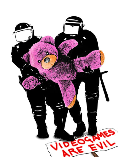 Soft Protest figurative canvas art print by Masterfunk Collective, featuring vibrant colors and abstract human figures.
