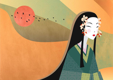 Contemporary canvas art print titled "Wish of Good Fortune" by Miko Sayaka, featuring vibrant, abstract design in a modern style.