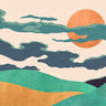 Contemporary canvas art print "Of Clouds and Land" by Miko Sayaka, featuring a serene landscape scene on a wall.