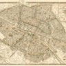 Vintage-style canvas art print of the 1865 Paris and Environs map by Galignani Antonio, by Feeling at Home.