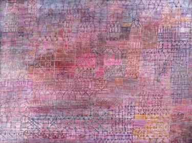 Abstract canvas art print of cathedrals by Klee Paul, featuring vibrant, geometric design in a Feeling at Home artwork.