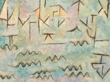 Abstract canvas art print of The Rhine at Duisburg by Klee Paul, featuring vibrant colors and modern design, by Feeling at Home.