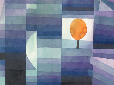 Abstract canvas art print titled "The Harbinger of Autumn" by Klee Paul, featuring warm autumnal colors and seasonal abstract design.
