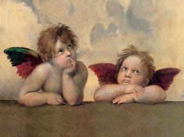 European canvas art print of Madonna Sistina by Raffaello, detailed image showcasing classical religious artwork.