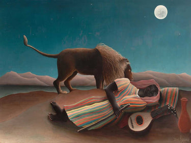 Feeling at Home La Bohemienne Endormie figurative canvas art print by Rousseau Henri showing a peaceful woman resting.