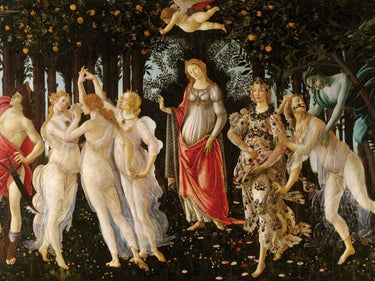 Feeling at Home Primavera traditional canvas art print by Botticelli Sandro, featuring a Renaissance floral scene on canvas.