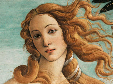 Feeling at home art print of Botticelli's Nascita di Venere on canvas, showcasing the iconic Renaissance figure and delicate detailing.