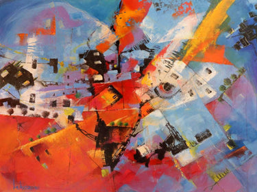 Abstract Cuba map art print by Marzari Tebo, vibrant canvas artwork from Feeling at Home featuring colorful, artistic design.