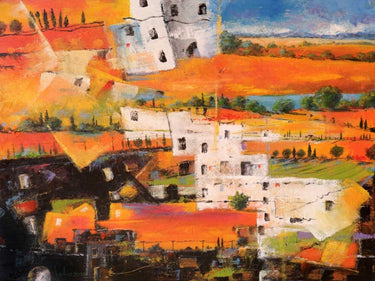 Abstract canvas art print by Marzari Tebo, featuring city and countryside scenes, in a Feeling at Home art print collection.