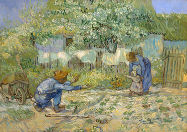Feeling at home First Steps by van Gogh art print on canvas, featuring a young child walking, in vibrant, expressive colors.