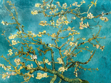 Vincent van Gogh Mandorlo in fiore floral canvas art print by Feeling at Home, showcasing blooming almond branches and vibrant colors.