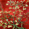 Red floral canvas art print of Van Gogh's Mandorlo in fiore by Feeling at Home, featuring vibrant blossoms in a natural scene.