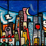 Children's art print titled "Quando soffia il vento" by Wallas, depicting a windy scene on canvas, from Feeling at Home.