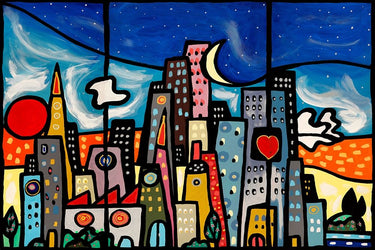 Children's art print titled "Quando soffia il vento" by Wallas, depicting a windy scene on canvas, from Feeling at Home.