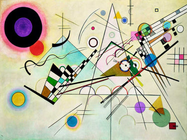 Feeling at Home Composition VIII abstract canvas art print by Wassily Kandinsky with vibrant geometric shapes and bold colors.