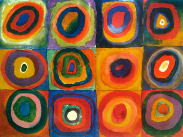 Abstract canvas art print featuring concentric circles by Kandinsky, titled "Squares," from Feeling at Home.