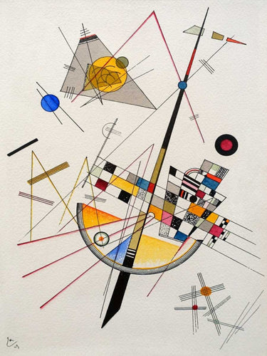Abstract Kandinsky Wassily art print featuring delicate, colorful tension shapes on canvas by Feeling at Home.