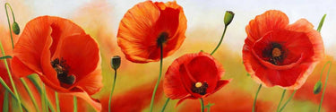 Feeling at Home floral canvas art print featuring vibrant poppies blowing in the wind by Villa Luca