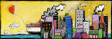 Amarcord cityscape canvas art print by Feeling at Home, featuring a detailed urban scene on high-quality wall art.