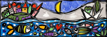 Art Print on canvas Colored fishes by Wallas Landscape other artwork