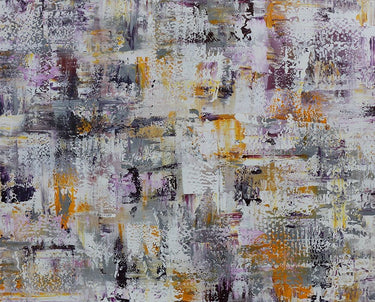 Gold, purple, and grey abstract canvas art print by Adams Connor, featuring bold brushstrokes and modern design.