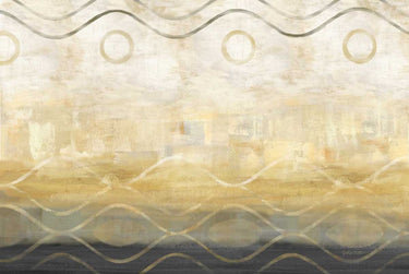 Abstract waves black and gold landscape art print by Fainelli Deanna on canvas, featuring flowing, textured design.