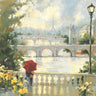 Modern canvas art print titled Paris Mist by Villarreal, featuring abstract blue and gray tones on a textured canvas.