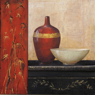 Golden bamboo decorative canvas art print by Feeling at Home, featuring vibrant bamboo design on canvas.