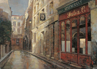 Feeling at Home Julia C. Kitchen canvas art print by Heighton Brent featuring a vibrant, detailed kitchen scene artwork.