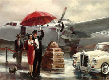 Transcontinental flight figurative canvas art print by Heighton Brent, featuring a detailed aviation scene.