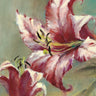 Blooming lily floral canvas art print by Feeling at Home, featuring vibrant lily flowers on a colorful background.