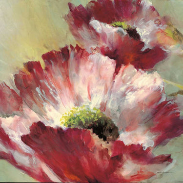 Lush Poppy floral canvas art print by Feeling at Home featuring vibrant poppies and lush greenery in a natural floral design.