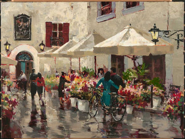 Contemporary canvas art print of a Paris street scene by Lynch Brent, featuring vibrant cityscape details from Feeling at Home.