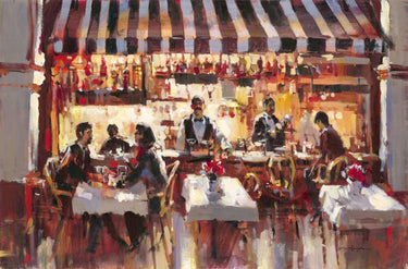Feeling at Home patio dining kitchen canvas art print by Lynch Brent, featuring a vibrant outdoor dining scene.