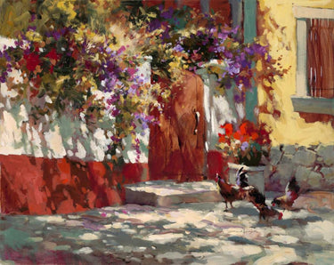 Country Courtyard Country French canvas art print by Heighton Brent, featuring a rustic rural scene in warm tones.