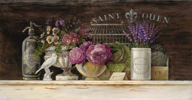 Feeling at home Saint Ouen Vignette floral canvas art print by Villarreal Gabriela featuring vibrant floral designs on textured canvas.