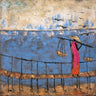 Feeling at home By The Sea figurative canvas art print by Simandle Marilyn showcasing a serene seaside scene with vibrant colors.