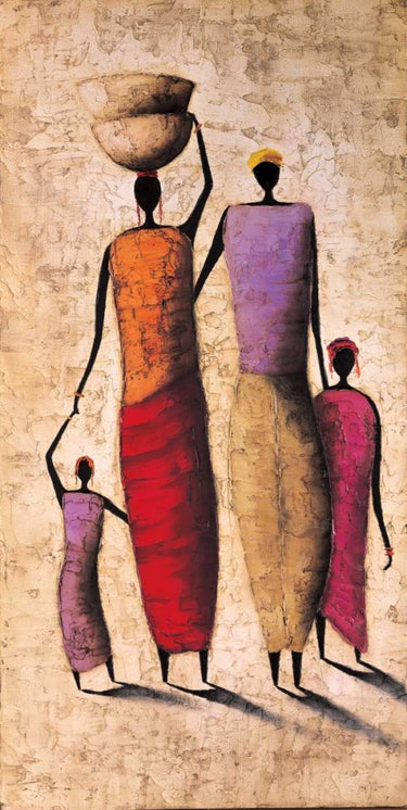 Family gathering figurative canvas art print by Rauscher Michel depicting a warm, intimate scene with family members.