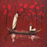 Crimson River coastal canvas art print by Stefano, featuring vibrant coastal scene in a Feeling at Home brand artwork.