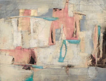 Pastel abstract canvas art print titled "Cocktail Party 4" by Black Ailsa, featuring vibrant, modern shapes and colors.